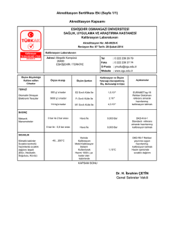 Akreditasyon Sertifikası Eki (Sayfa 1/1) Akreditasyon Kapsamı Dr. H