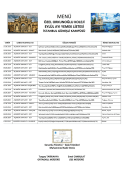 g&uuml;neşli kamp&uuml;s eyl&uuml;l 2014