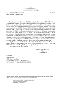 İlimiz Tavşanlı il&ccedil;esi &Ccedil;ayıroluk K&ouml;y&uuml; Muhtarlığı tarafından alınan 23