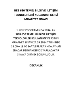 beb 650 temel bilgi ve iletişim teknolojileri kullanımı dersi muafiyet