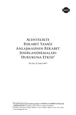 Acentelikte Rekabet Yasağı Anlaşmasının Rekabet