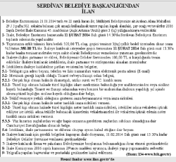 sERDİvAN BELEDİYE BAŞKANLIĞINDAN ILAN