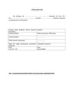 S&Ouml;ZLEŞME EKİ Bu s&ouml;zleşme eki