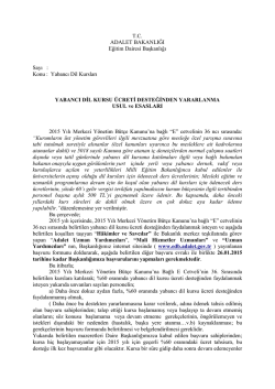 Eğitim Dairesi Başkanlığı 2015 Yılı Yabancı Dil Kursu &Uuml;creti