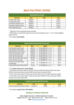 2014 yılı fiyat listesi