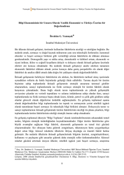 Bilgi Ekonomisinin bir Unsuru Olarak Yenilik