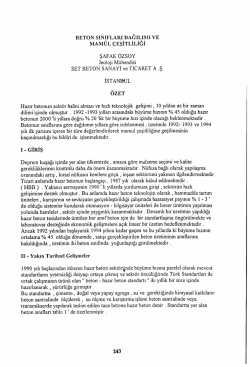 Beton Sınıfları Dağılımı Ve Mamul Çeşitliliği