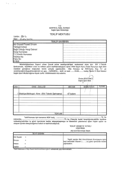 Teklif Mektubu ve Teknik Şartname