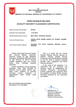 FACILITY SECURITY CLEARANCE CERTIFICATE