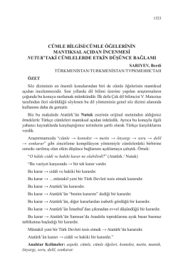 c&uuml;mle bilgisi/c&uuml;mle &ouml;ğelerinin mantıksal a&ccedil;ıdan incenmesi