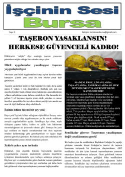 İş&ccedil;inin Sesi Bursa Sayı 5 İNDİR
