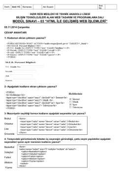 MOD&Uuml;L SINAVI-03 HTML İLE GELİŞMİŞ WEB İŞLEMLERİ And 11C