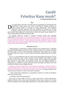Gaz&acirc;l&icirc; Felsefeye Karşı mıydı?