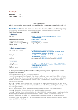 İlan Bilgileri - Uşak &Uuml;niversitesi