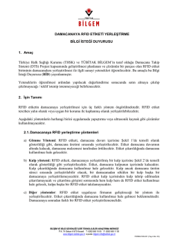 Damacanaya RFID Etiketi Yerleştirme Bilgi İsteği Duyurusu