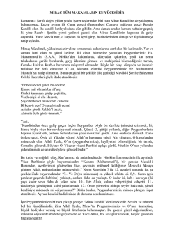 mirac t&uuml;m makamların en y&uuml;cesidir