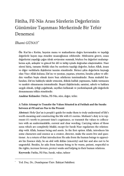 F&acirc;tiha, F&icirc;l-N&acirc;s Arası S&ucirc;relerin Değerlerinin G&uuml;n&uuml;m&uuml;ze Taşınması