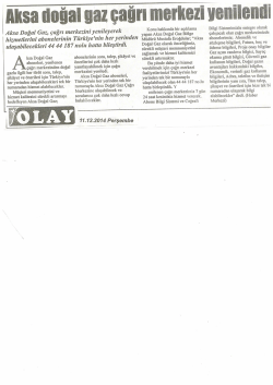 Aksa doğal gaz çağrı merkezi yenilendi - Olay (11 Aralık