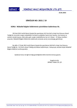 sırk 2015-19 mükellef bilgileri bildirminin kaldırılması hk.