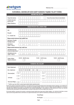 Kurumsal Taşıma Formu