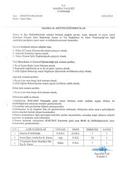 M&uuml;nhal Kadrolar İ&ccedil;in Sınav İlanı Duyurusu