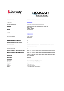 company profıle - R&uuml;zgar Tekstil San. ve Tic. A.Ş.