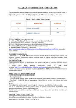 22-26 Ocak 2015 - Sel&ccedil;uk &Uuml;niversitesi