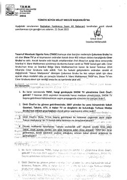 Page 1 f Ta&ntilde;lif: 22 Ocak 2015 ,s 58W e. T&Uuml;RKiYE B&Uuml;Y&Uuml;K MiLLET