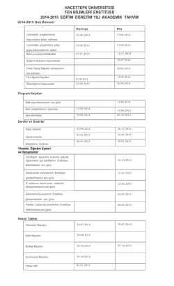 2014-2015 Y&uuml;ksek Lisans Kayıt Takvimi