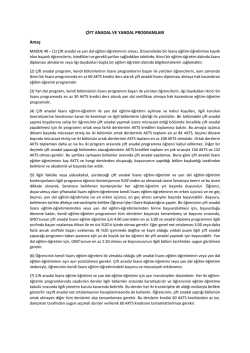 &Ccedil;İFT ANADAL VE YANDAL PROGRAMLARI Ama&ccedil;