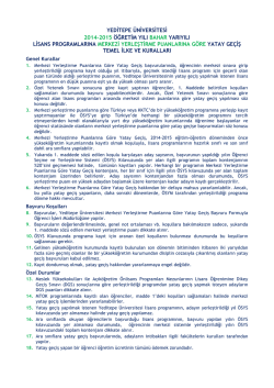 Temel İlke ve Kurallar - Yeditepe &Uuml;niversitesi