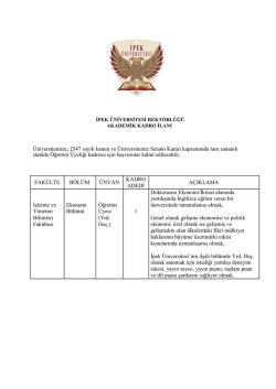 İşletme ve Y&ouml;netim Bilimleri Fak&uuml;ltesi Ekonomi