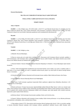 İRAN İSLAM CUMHURİYETİ MENŞELİ BAZI TARIM