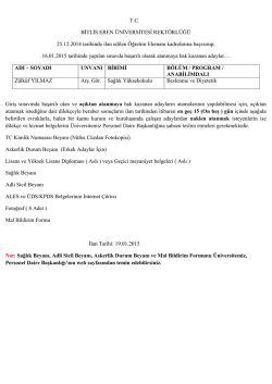 T.C. BİTLİS EREN &Uuml;NİVERSİTESİ REKT&Ouml;RL&Uuml;Ğ&Uuml; 25.12.2014