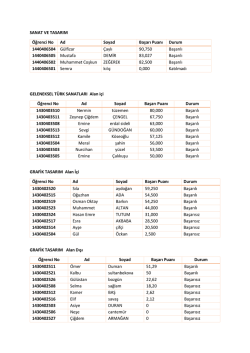GELENEKSEL T&Uuml;RK SANATLARI Alan i&ccedil;i &Ouml;ğrenci No Ad Soyad