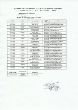 Acil &Uuml;nitesi N&ouml;bet Listesi - İstanbul Fizik Tedavi Rehabilitasyon