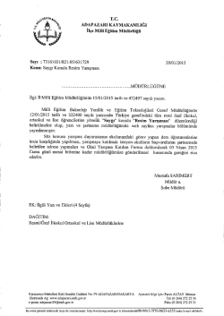 T.c. ADAPAZARI KAYMAKAMLIĞI - Adapazarı İl&ccedil;e Milli Eğitim