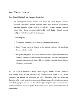 &Ouml;zel &Ouml;ğrenci Esasları - Fen Bilimleri Enstit&uuml;s&uuml;