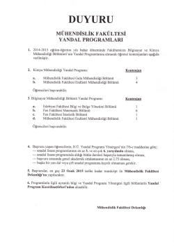 DUYURU - Hacettepe &Uuml;niversitesi M&uuml;hendislik Fak&uuml;ltesi