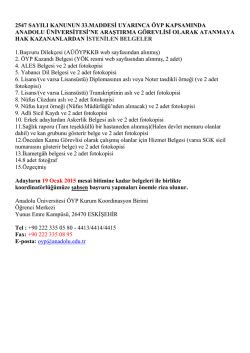 2547 sayılı kanunun 33.maddesi uyarınca &ouml;yp kapsamında anadolu