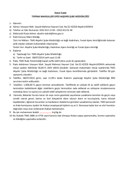 İHALE İLANI TOPRAK MAHSULLERİ OFİSİ AKŞEHİR ŞUBE