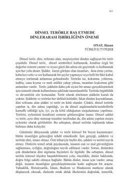 ONAT, Hasan-DİNSEL TER&Ouml;RLE BAŞ ETMEDE