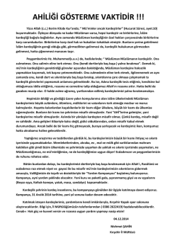 AHİLİĞİ G&Ouml;STERME VAKTİDİR !!!
