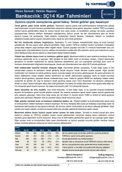 Bankacılık: 3Ç14 Kar Tahminleri