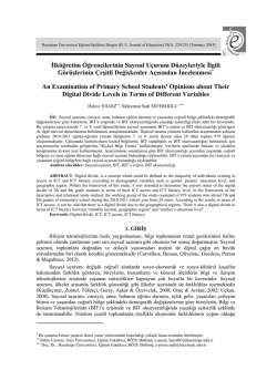 İlk&ouml;ğretim &Ouml;ğrencilerinin Sayısal U&ccedil;urum D&uuml;zeyleriyle İlgili