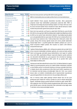 Piyasa G&uuml;nl&uuml;ğ&uuml; - T&uuml;rkiye İş Bankası