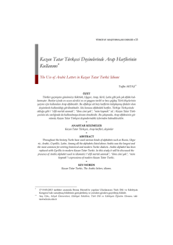 Kazan Tatar T&uuml;rk&ccedil;esi Deyimlerinde Arap Harflerinin Kullanımı