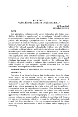 BİZ KİMİZ? &ldquo;KİMLİĞİMİZ &Uuml;ZERİNE D&Uuml;Ş&Uuml;NCELER...&rdquo;