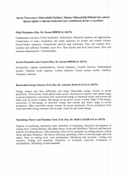Fluid Mechanics (Doc. Dr. KaSIm BlBER) (6 AKTS)