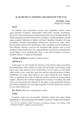 karadeniz ulaşımında melekseler (1700-1774)